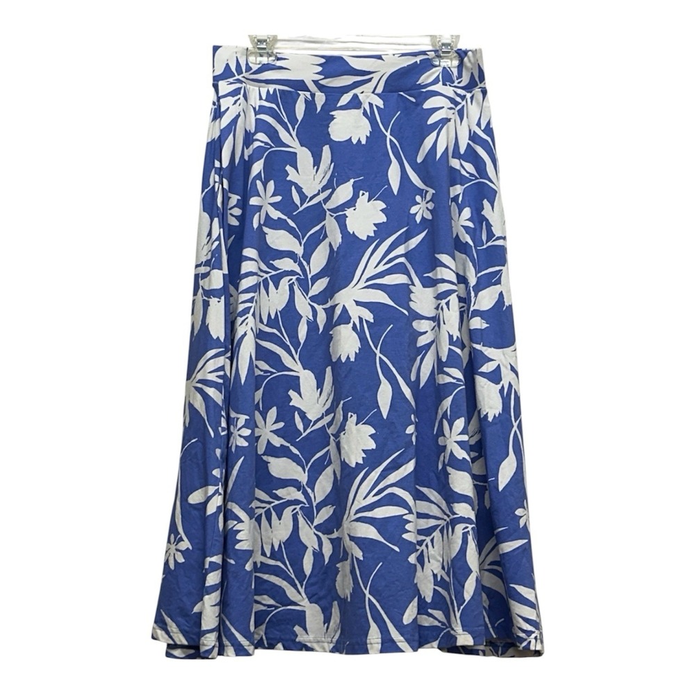 PACT A-line Midi Skirt L Organic Cotton Tropical Print Boho Beach Resort Spring